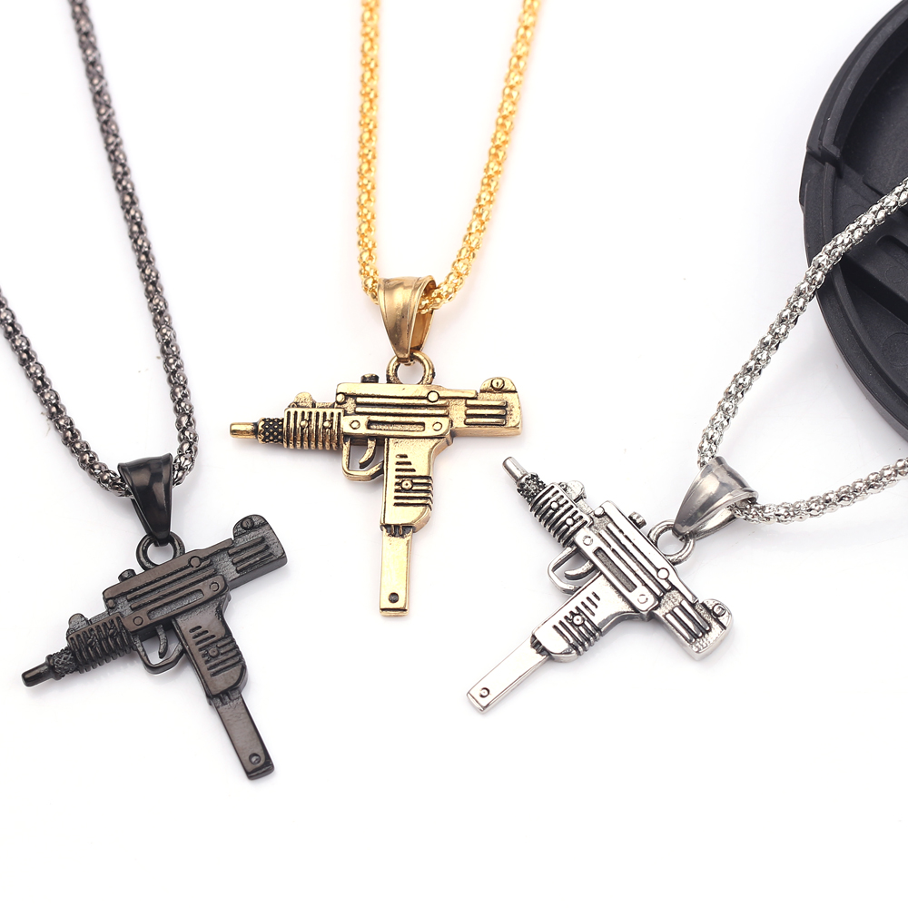 Jewelry Making Workshops - Punk Uzi Pistol Machine Gun Necklace