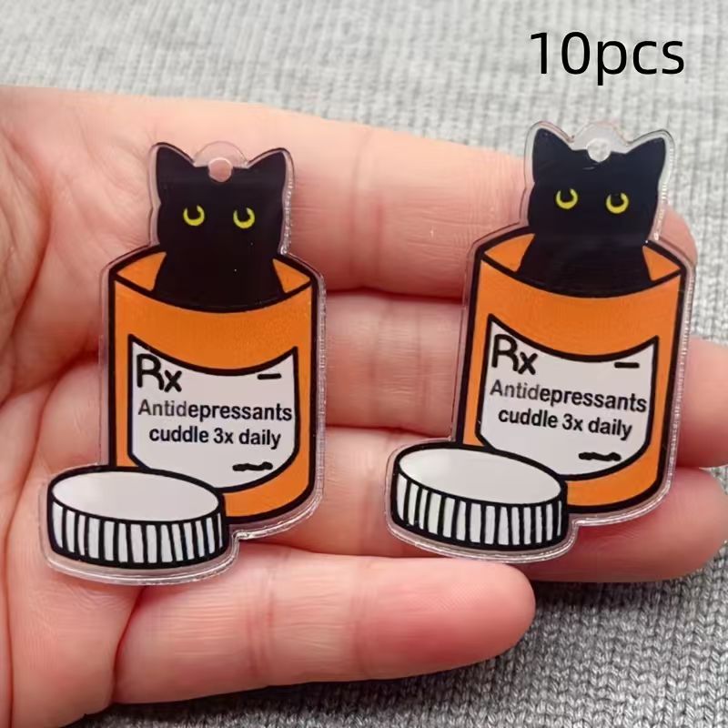 Jewelry Making Accessories - 10pcs acrylic medicine cat pendant, DIY