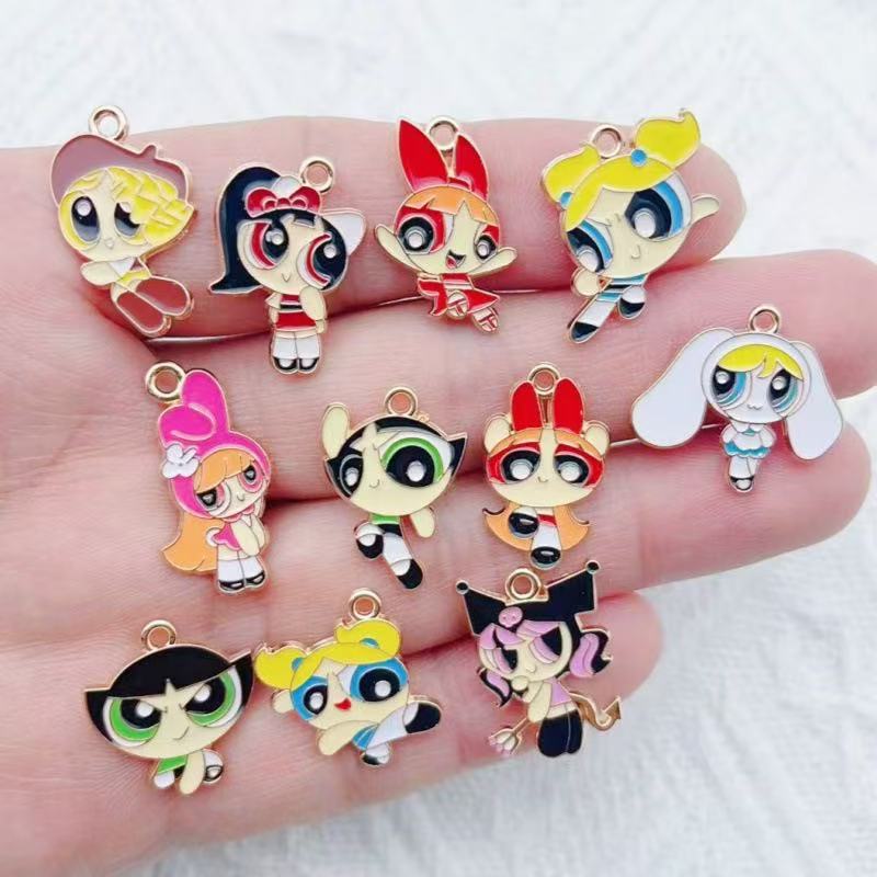 Jewelry Making Accessories - 10pcs Alloy Oil-Dripping Cartoon Girl Pendant,