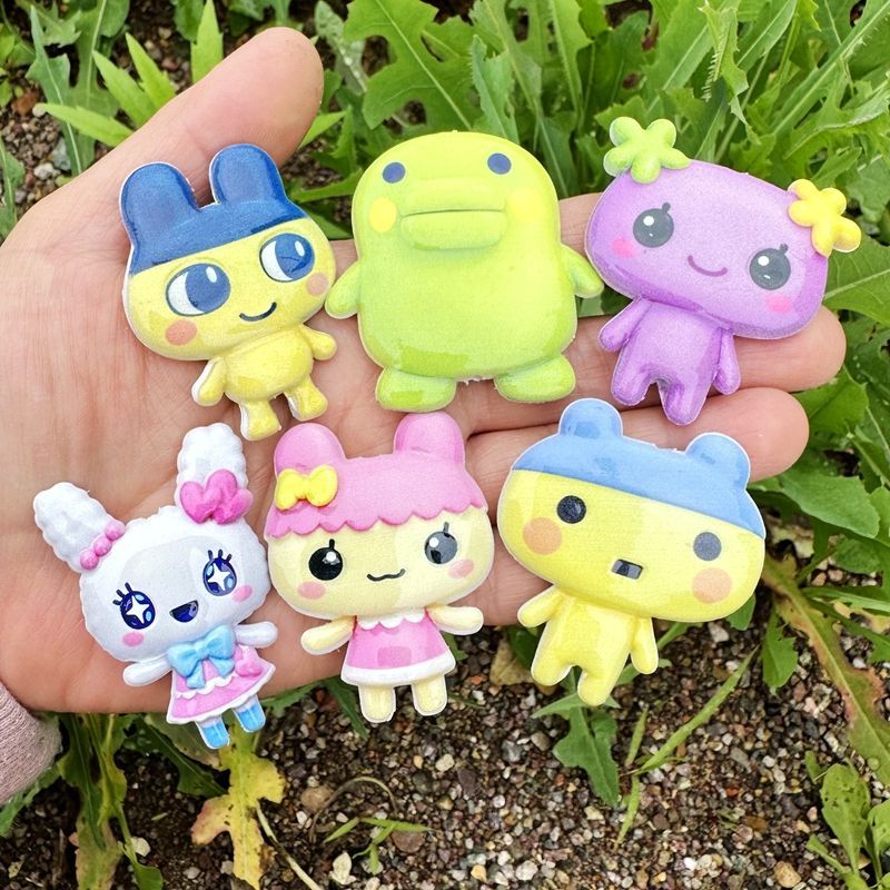 Jewelry Making Accessories - 45mm Cartoon Tamagotchi double-sided printed hollow