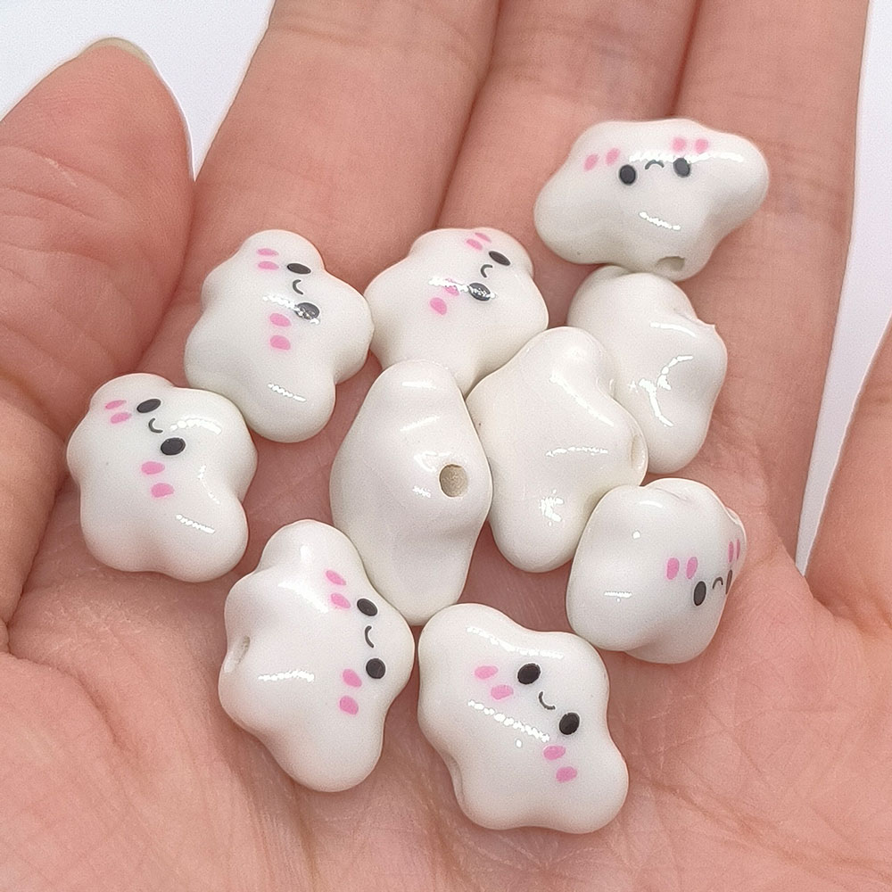 Jewelry Making Event - 10pcs Colorful Chubby Smiling Cloud White