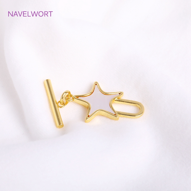 Toggle Clasp Gold - Trendy Natural Shell Pentagram OT Clasps,18K