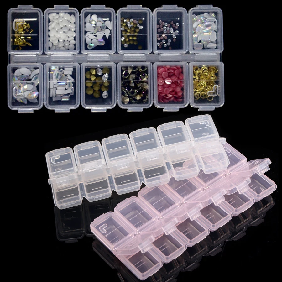 Jewelry Making Workshops - 12 Compartments Plastic Rhinestone Organizer Container