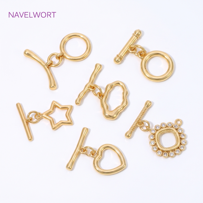 18K Gold Plated Brass Toggle C - Toggle Clasp Gold 评论和价格