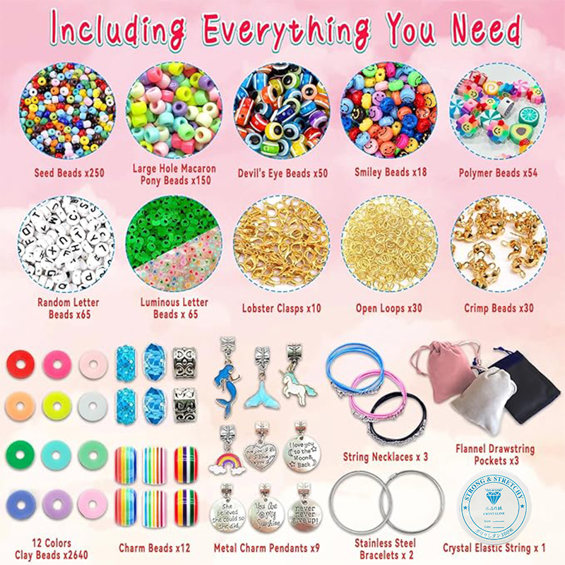 3400pcs Beads Charms Jewelry M - Jewelry Making Kits For Girls 评论和价格