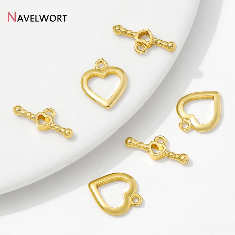 14K Gold Plated Brass Heart OT - Toggle Clasp Gold 评论和价格
