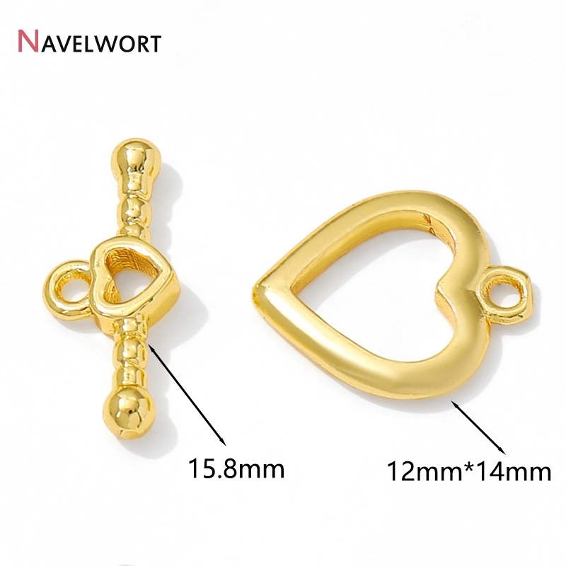 14K Gold Plated Brass Heart OT - Toggle Clasp Gold 评论和价格