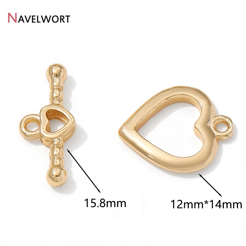 14K Gold Plated Brass Heart OT - Toggle Clasp Gold 评论和价格