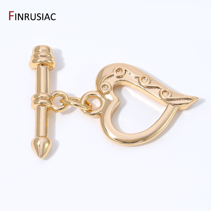 14K Gold Plated Brass Heart Sh - Toggle Clasp Gold 评论和价格