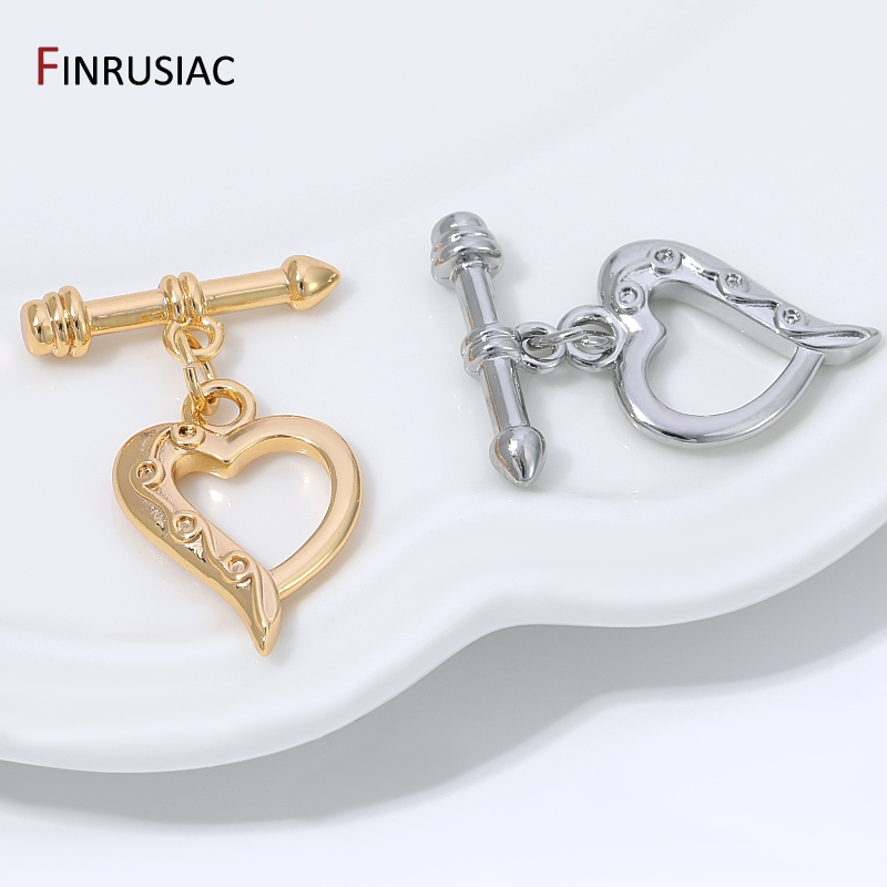 14K Gold Plated Brass Heart Sh - Toggle Clasp Gold 评论和价格
