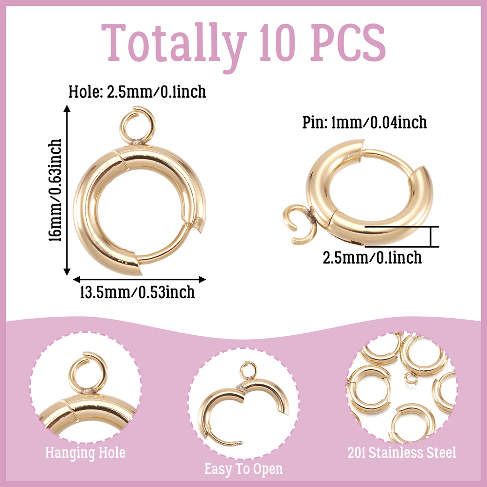 10pcs 201 Stainless Steel Hugg - Jewelry Making Findings 评论和价格