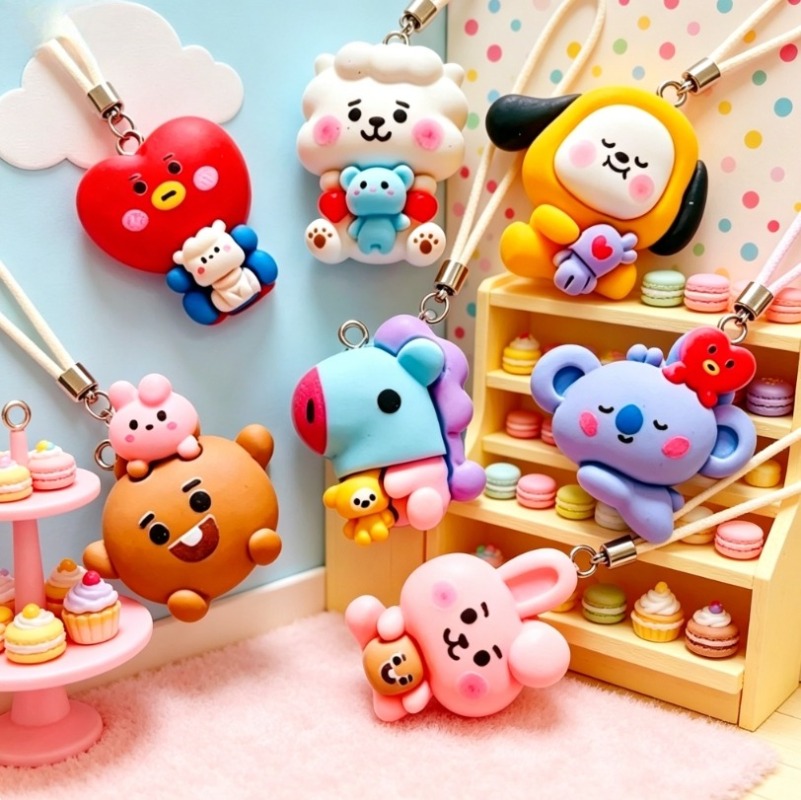 7pcs BT21 Resin Cartoon Charm  - Jewelry Making Accessories 评论和价格