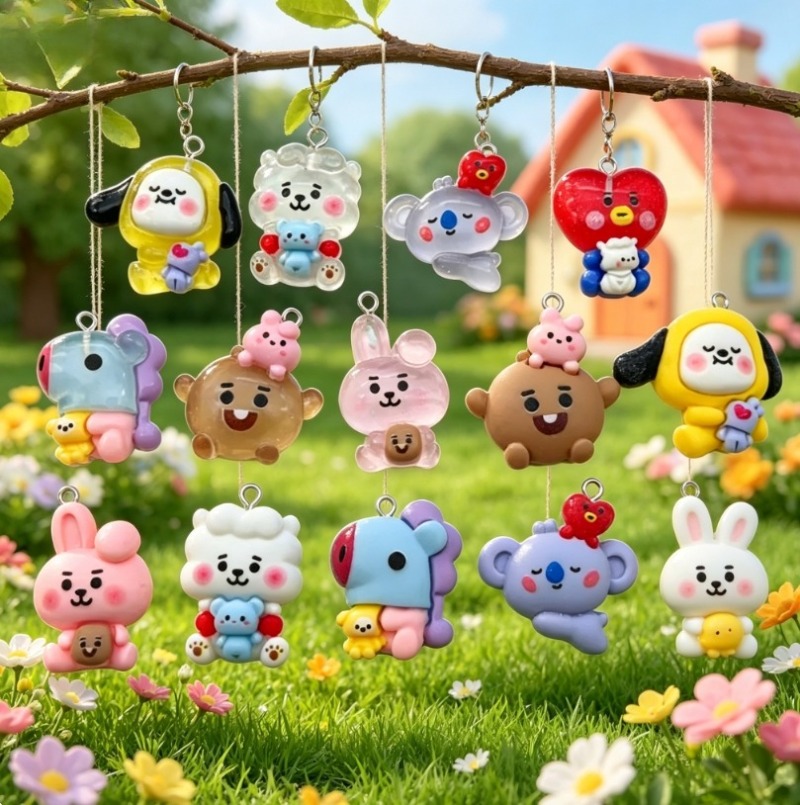 7pcs BT21 Resin Cartoon Charm  - Jewelry Making Accessories 评论和价格