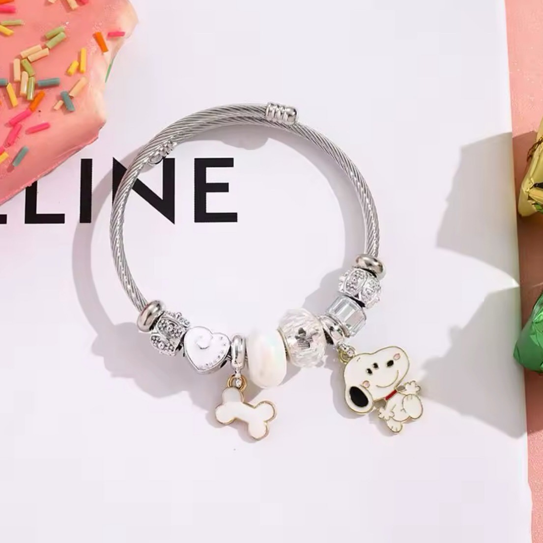 Cute Cartoon Snoopy Bone Heart - Jewelry Making Accessories 评论和价格