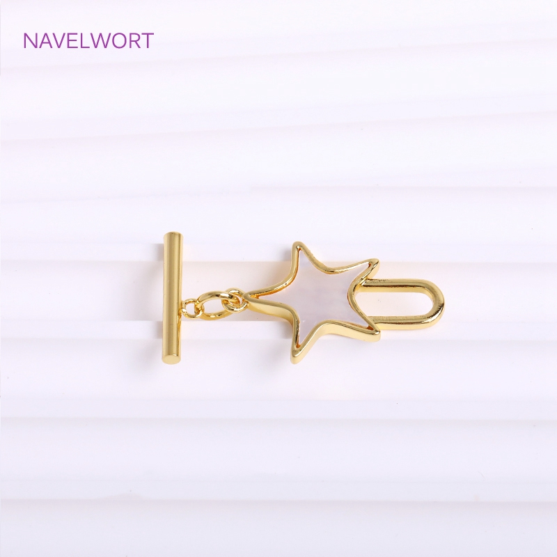 Trendy Natural Shell Pentagram - Toggle Clasp Gold 评论和价格