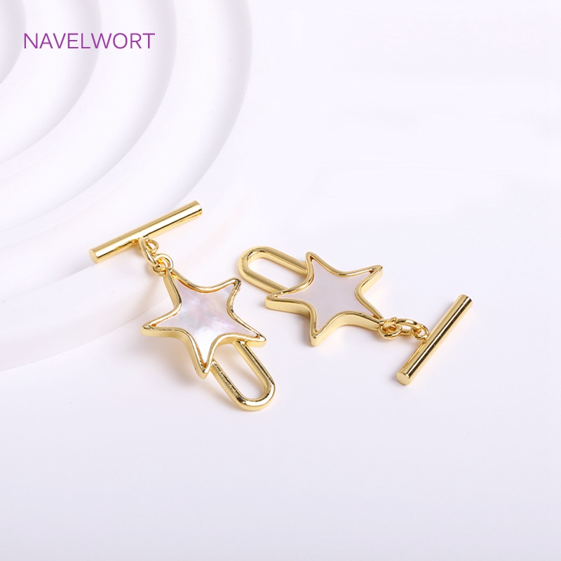 Trendy Natural Shell Pentagram - Toggle Clasp Gold 评论和价格