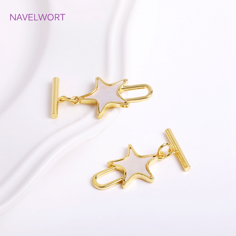 Trendy Natural Shell Pentagram - Toggle Clasp Gold 评论和价格
