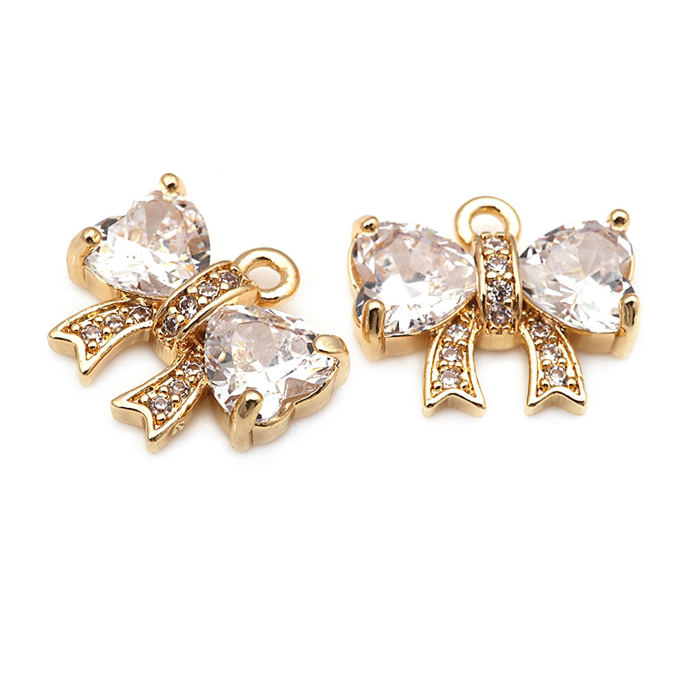 18K Gold Color Brass Zircon Bo - Jewelry Making Knots 评论和价格