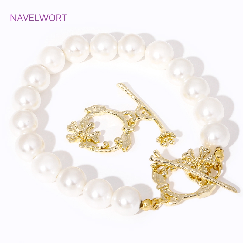 Trendy 18K Gold Plated Flower  - Toggle Clasp Gold 评论和价格