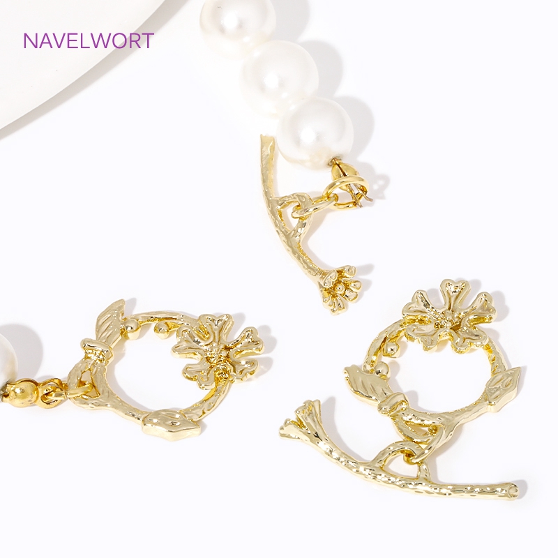 Trendy 18K Gold Plated Flower  - Toggle Clasp Gold 评论和价格