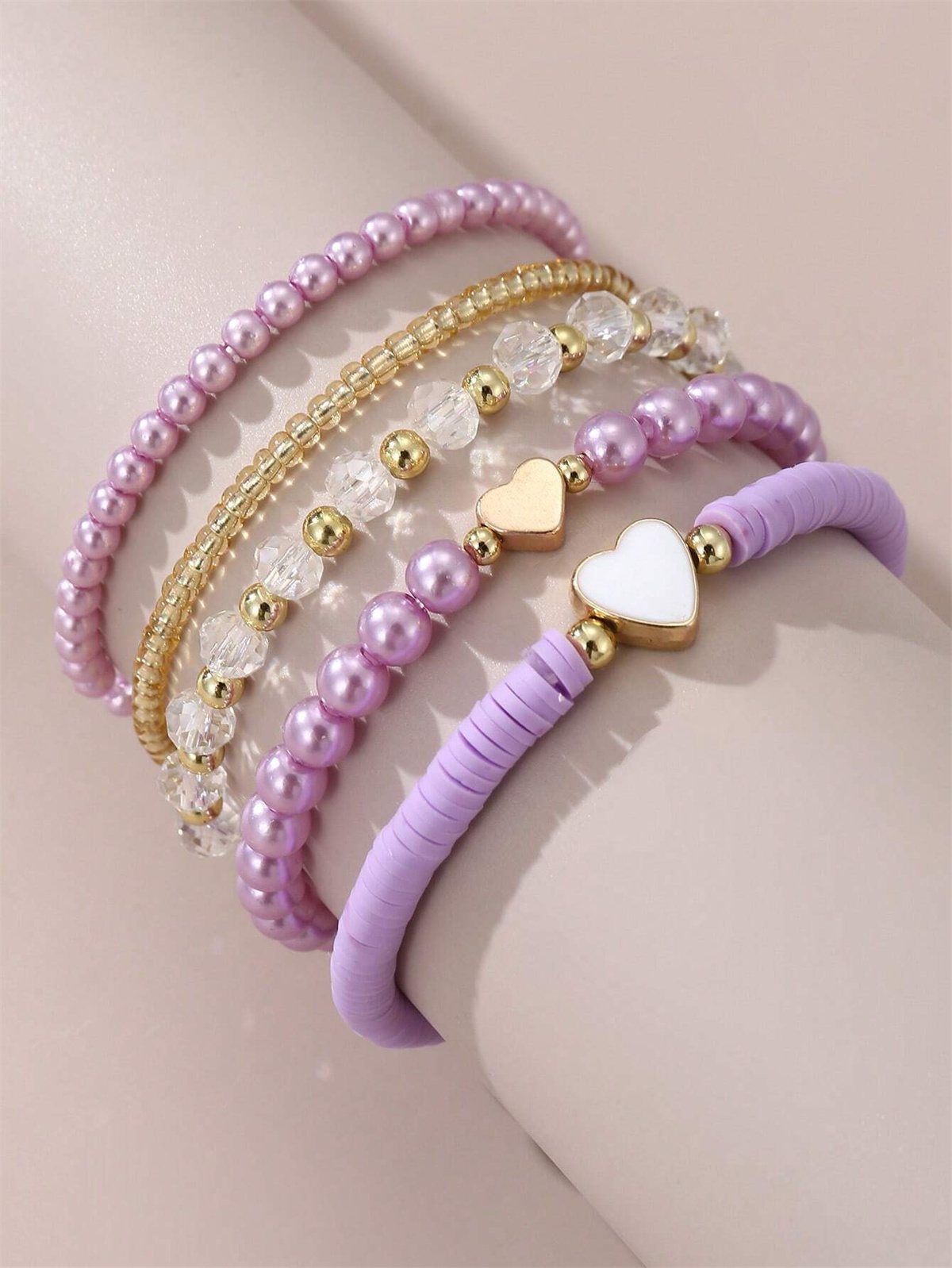 5pcs Pink Heart Kids Bracelets - Jewelry Making Kits For Girls 评论和价格