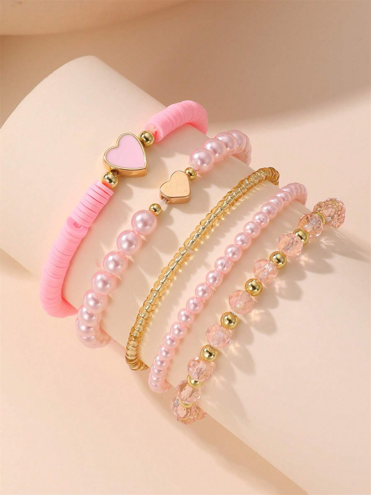 5pcs Pink Heart Kids Bracelets - Jewelry Making Kits For Girls 评论和价格