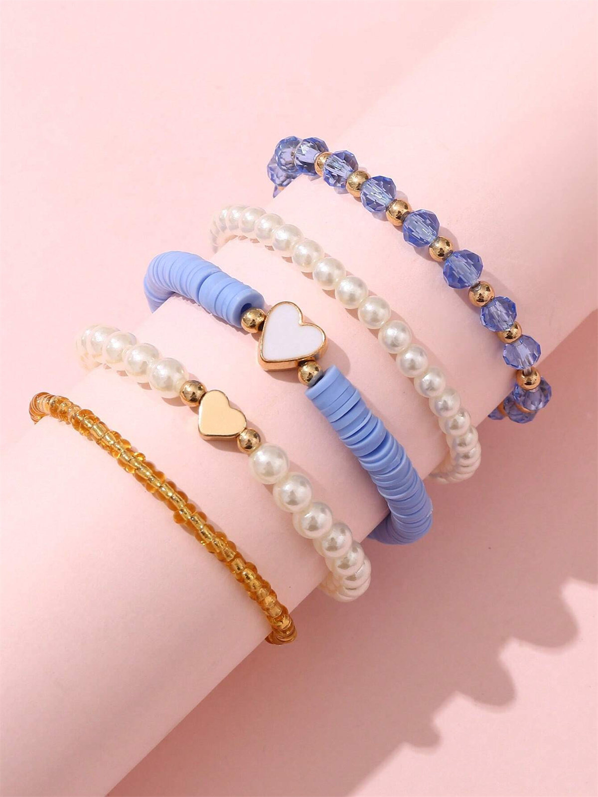 5pcs Pink Heart Kids Bracelets - Jewelry Making Kits For Girls 评论和价格