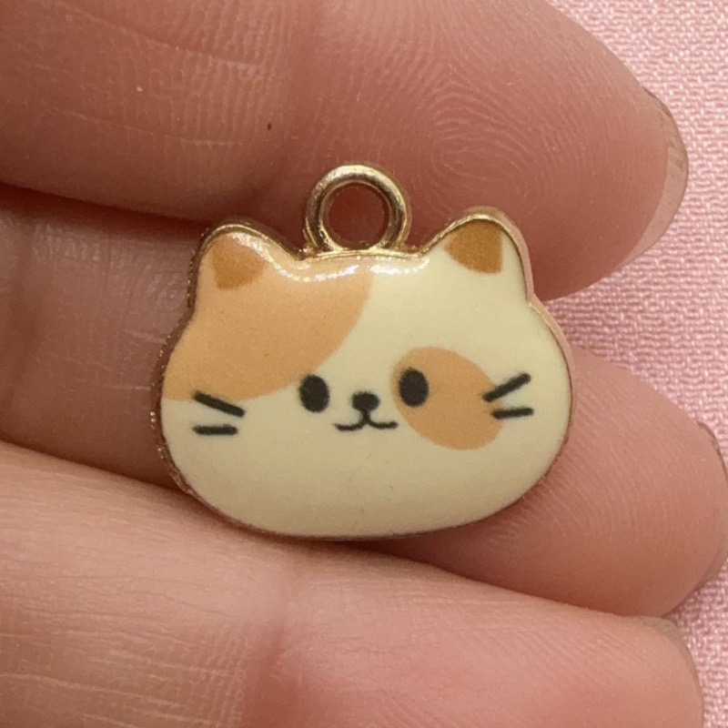 12pcs Printed Cat Head Alloy D - Jewelry Making Accessories 评论和价格