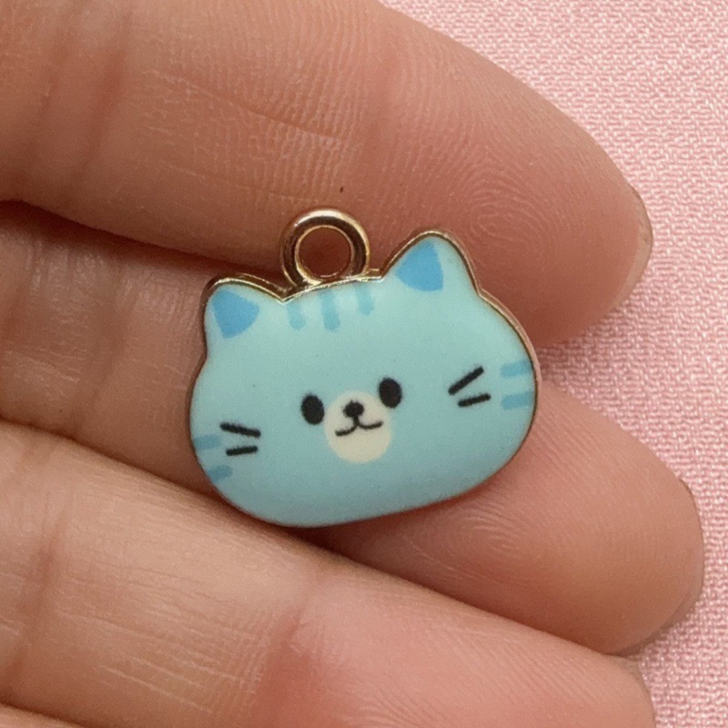 12pcs Printed Cat Head Alloy D - Jewelry Making Accessories 评论和价格