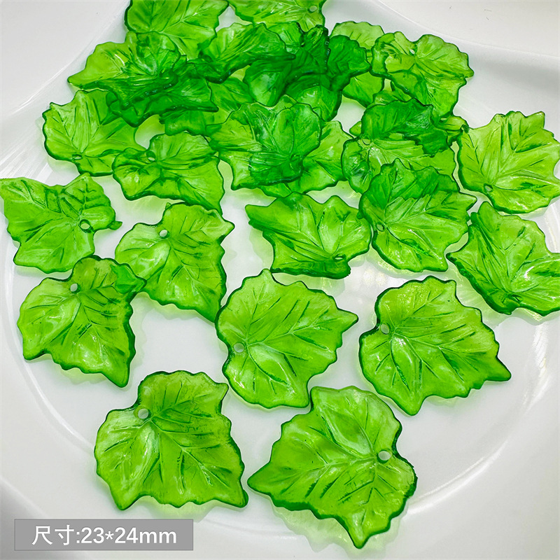 about 20pcs Green Acrylic Leaf - Jewelry Making Event 评论和价格