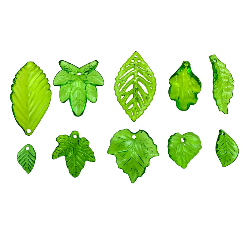 about 20pcs Green Acrylic Leaf - Jewelry Making Event 评论和价格